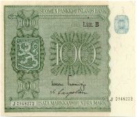 100 Markkaa 1945 Litt.B J0948272 kl.8